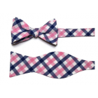 Pink and Blue Tattersall Plaid Cummerbund and Tie